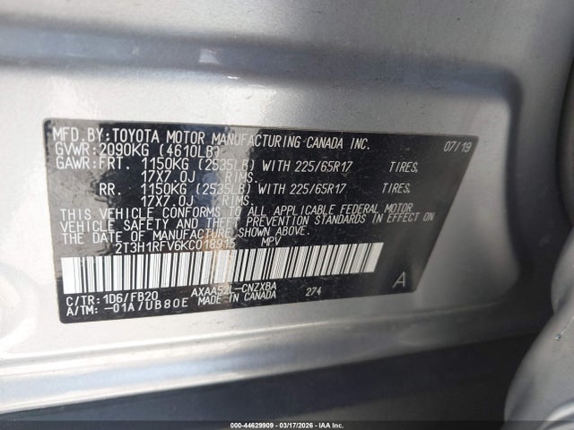 Toyota RAV4 LE 2019 2T3H1RFV6KC018915 Image 9