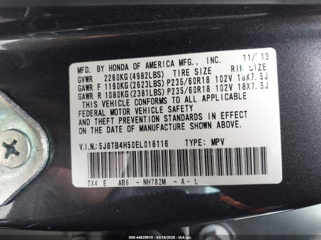 Aukcja sprzedaży 2014 Acura Rdx, vin: 5J8TB4H50EL018116, numer aukcji: 44629910
