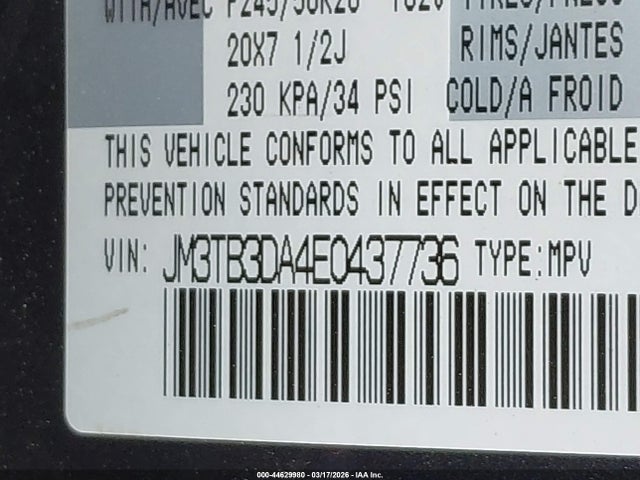 Продаж на аукціоні авто 2014 Mazda Cx-9 Grand Touring, vin: JM3TB3DA4E0437736, номер лоту: 44629980