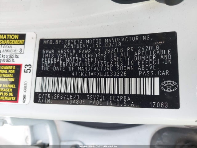 4T1KZ1AKXLU033326 Toyota Camry Xse V6