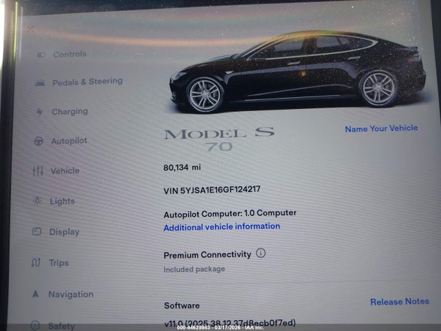 Продаж на аукціоні авто 2016 Tesla Model S 60/70/75/85, vin: 5YJSA1E16GF124217, номер лоту: 44629983