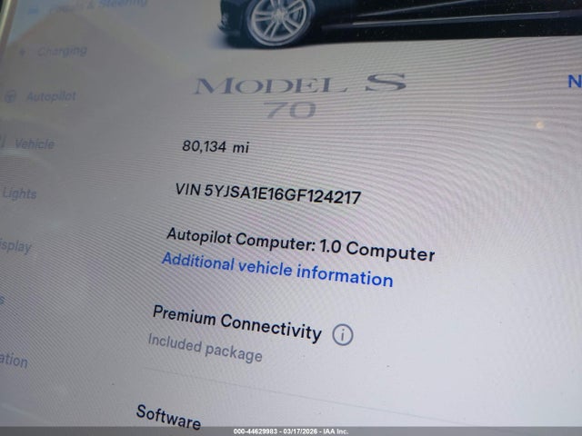 2016 TESLA MODEL S 5YJSA1E16GF124217 Photo 6