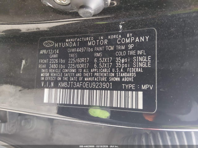 KM8JT3AF0EU923901 Hyundai TUCSON GLS