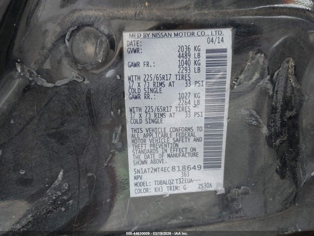 Nissan ROGUE SV 2014 5N1AT2MT4EC818649 Image 9