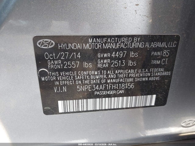 Продажа на аукционе авто 2015 Hyundai Sonata Limited, vin: 5NPE34AF1FH118156, номер лота: 44630026