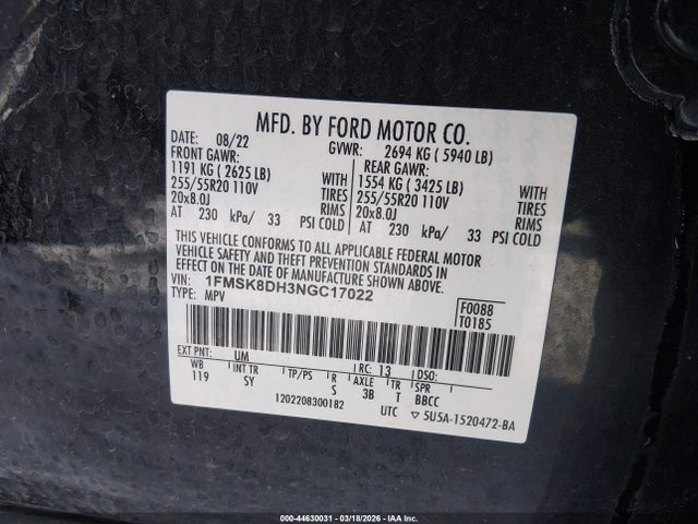 2022 FORD EXPLORER 1FMSK8DH3NGC17022 Photo 8