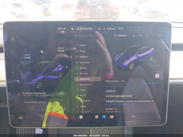 Продаж на аукціоні авто 2022 Tesla Model Y Long Range Dual Motor All-wheel Drive, vin: 7SAYGDEE9NF327972, номер лоту: 44630044