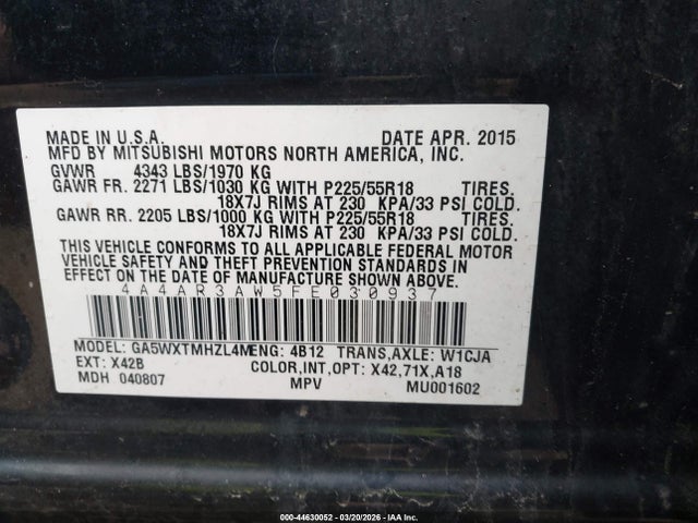 2015 MITSUBISHI OUTLANDER SPORT 4A4AR3AW5FE030937 Photo 8