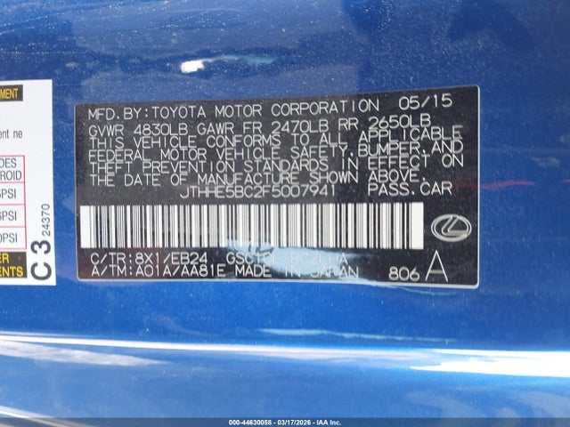 2015 LEXUS RC 350 JTHHE5BC2F5007941 Photo 8