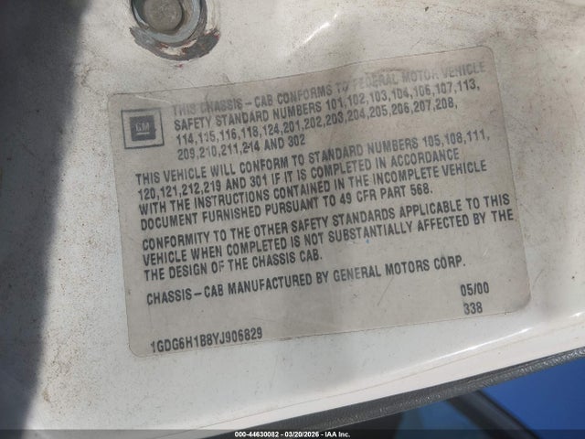 Продажа на аукционе авто 2000 Gmc Tc6h042, vin: 1GDG6H1B8YJ906829, номер лота: 44630082