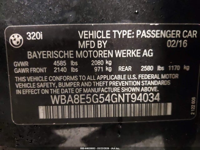 2016 BMW 320I WBA8E5G54GNT94034 Photo 8