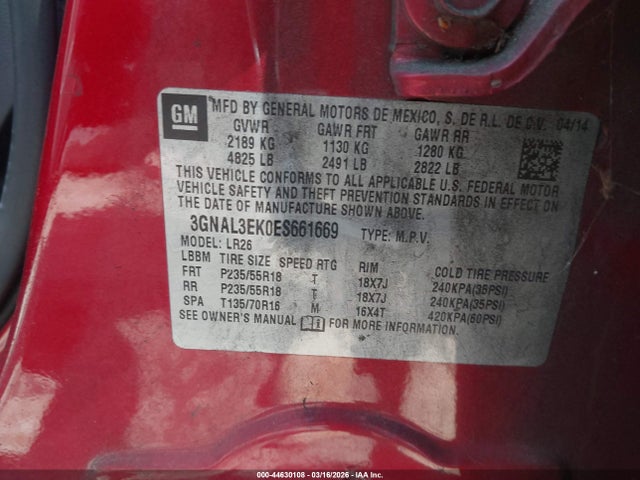 3GNAL3EK0ES661669 Chevrolet Captiva Sport Lt