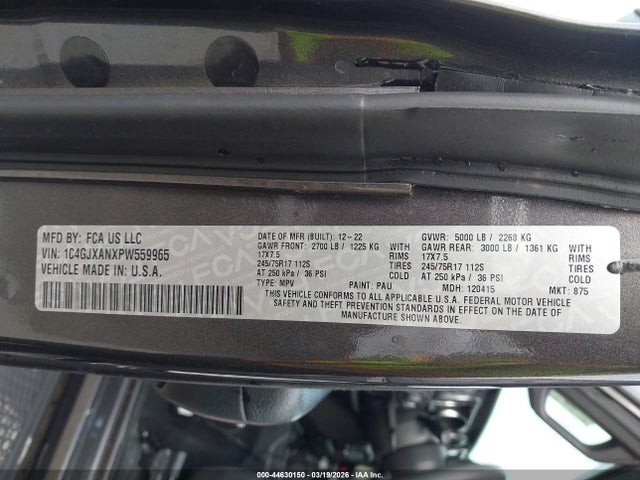 Продажа на аукционе авто 2023 Jeep Wrangler 2-door Sport S 4x4, vin: 1C4GJXANXPW559965, номер лота: 44630150