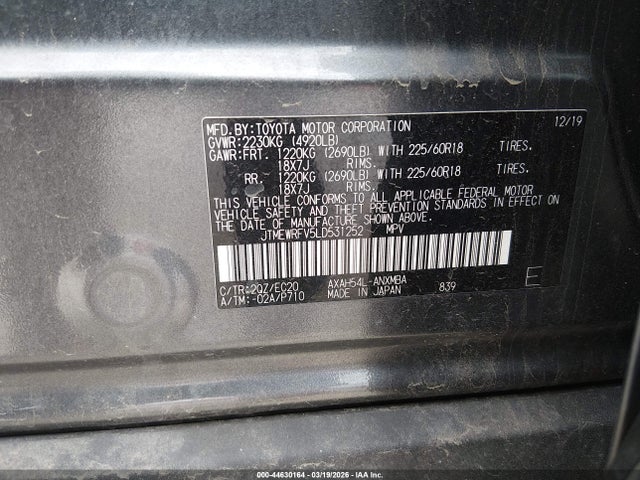 Aukcja sprzedaży 2020 Toyota Rav4 Hybrid Xse, vin: JTMEWRFV5LD531252, numer aukcji: 44630164