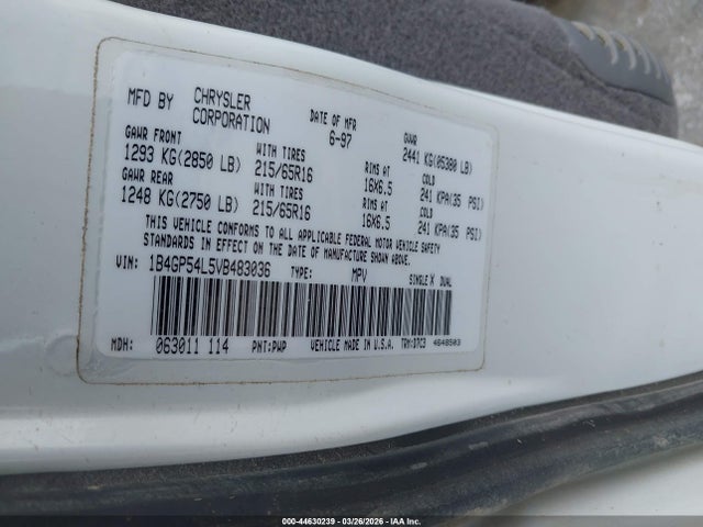 Aukcja sprzedaży 1997 Dodge Grand Caravan Es/le, vin: 1B4GP54L5VB483036, numer aukcji: 44630239