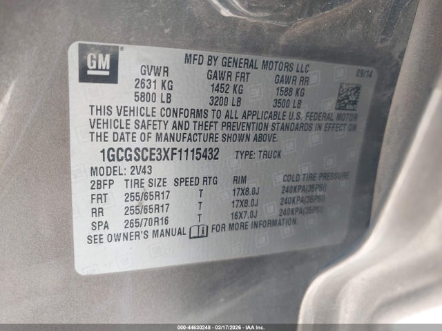 1GCGSCE3XF1115432 Chevrolet Colorado Z71