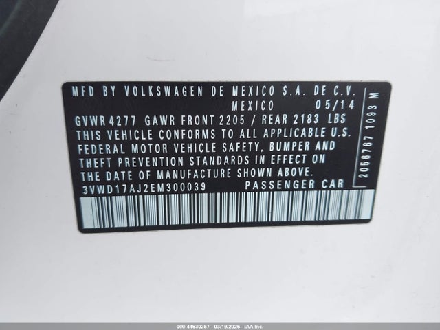 3VWD17AJ2EM300039 Volkswagen Jetta 1.8t Se