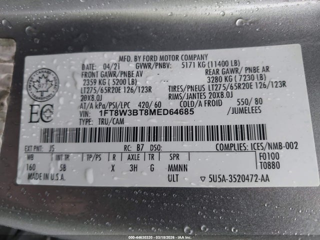Ford F-350 Lariat 2021 1FT8W3BT8MED64685 Image 8