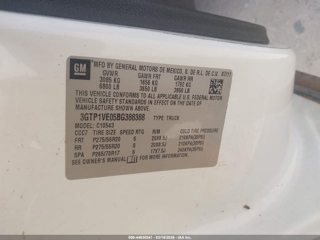 Продаж на аукціоні авто 2011 Gmc Sierra 1500 Sle, vin: 3GTP1VE05BG388388, номер лоту: 44630341