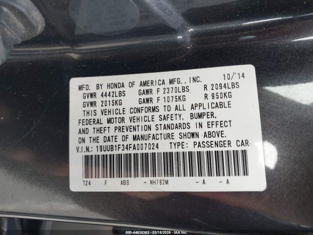 Продажа на аукционе авто 2015 Acura Tlx, vin: 19UUB1F34FA007024, номер лота: 44630363