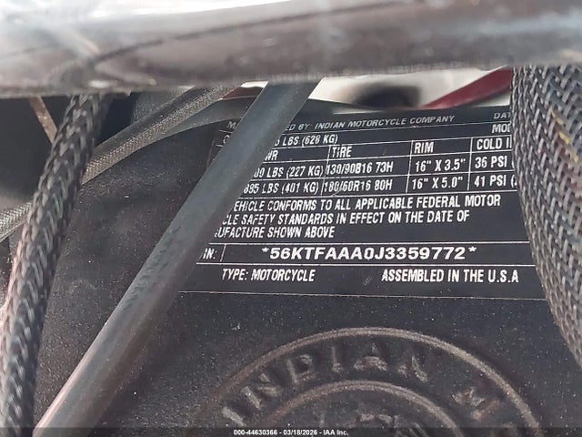2018 INDIAN MOTORCYCLE CO. CHIEFTAIN 56KTFAAA0J3359772 Photo 9