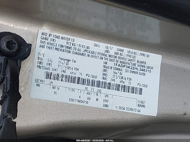 2017 FORD FOCUS 1FADP3K22HL348315 Photo 8