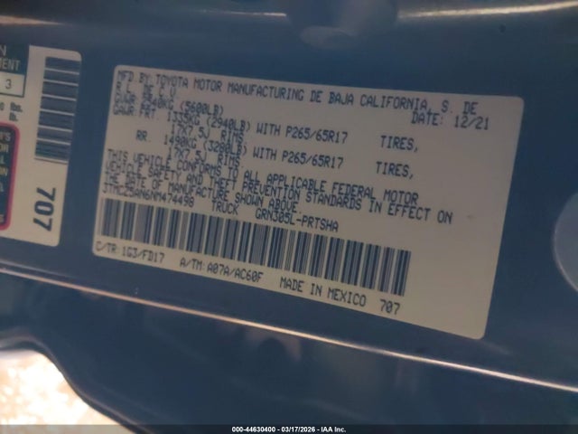 3TMCZ5AN6NM474498 Toyota Tacoma Trd Sport