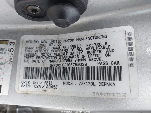 2006 TOYOTA COROLLA 1NXBR32E16Z759228 Photo 8