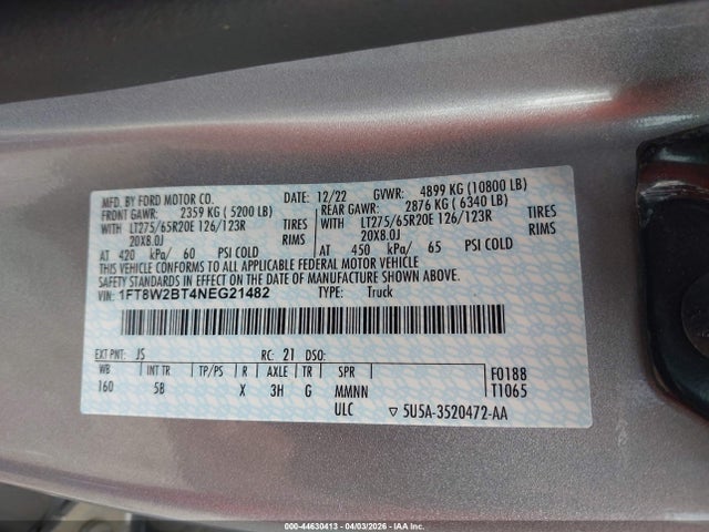Ford F-250 Lariat 2022 1FT8W2BT4NEG21482 Image 9