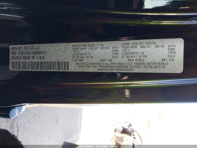 2025 Jeep Wrangler 4-door Willys 4x4 მანქანა იყიდება აუქციონზე, vin: 1C4PJXDG1SW635417, აუქციონის ნომერი: 44630419