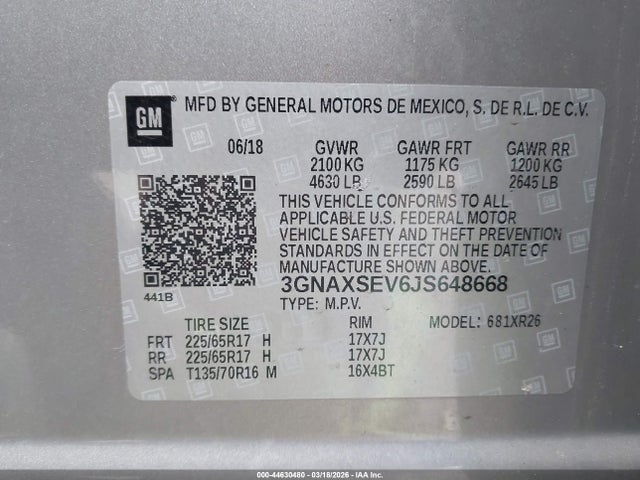 Chevrolet EQUINOX LT 2018 3GNAXSEV6JS648668 Image 9