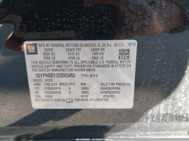 2013 CADILLAC SRX 3GYFNGE31DS563459 Photo 8