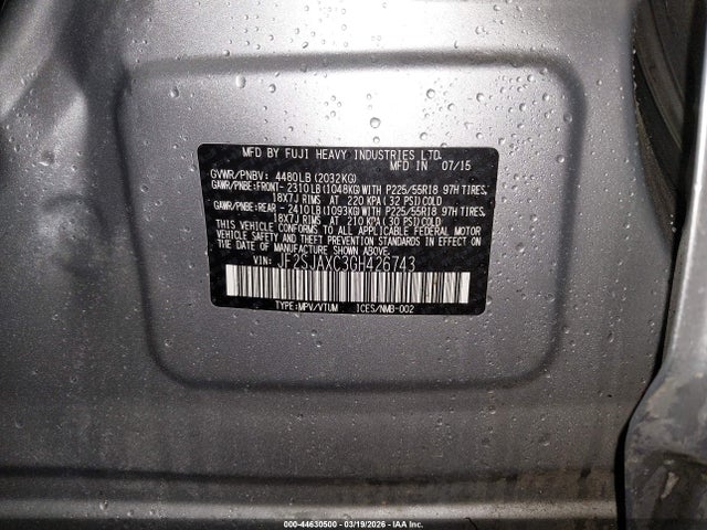 Aukcja sprzedaży 2016 Subaru Forester 2.5i Touring, vin: JF2SJAXC3GH426743, numer aukcji: 44630500