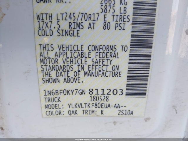 1N6BF0KY7GN811203 Nissan Nv Cargo Nv2500 Hd Sv V6