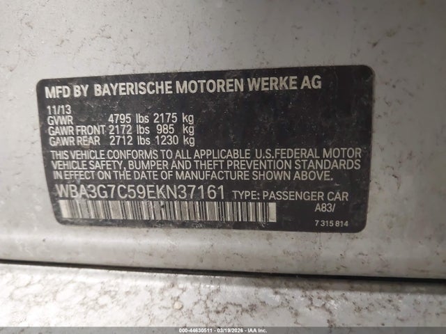 Aukcja sprzedaży 2014 Bmw 328i Xdrive, vin: WBA3G7C59EKN37161, numer aukcji: 44630511