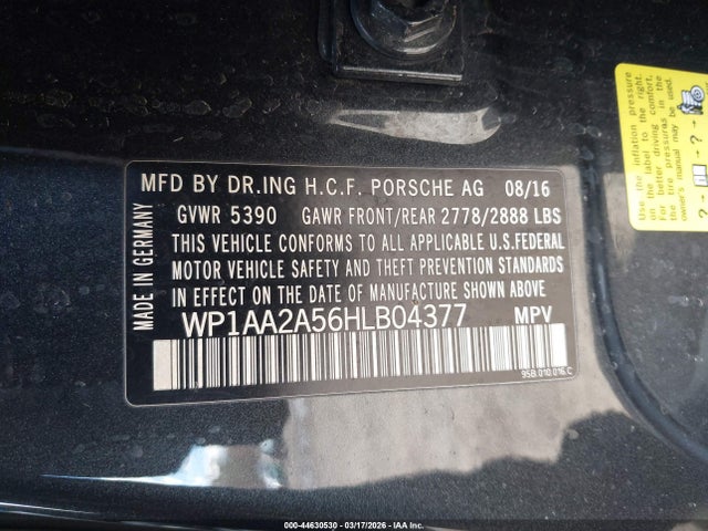 Продаж на аукціоні авто 2017 Porsche Macan, vin: WP1AA2A56HLB04377, номер лоту: 44630530
