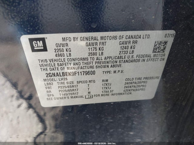 2GNALBEK9F1179600 Chevrolet EQUINOX 1LT