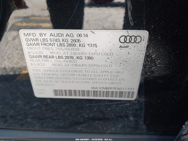 2015 AUDI Q5 WA1CMBFP7FA011737 Photo 8
