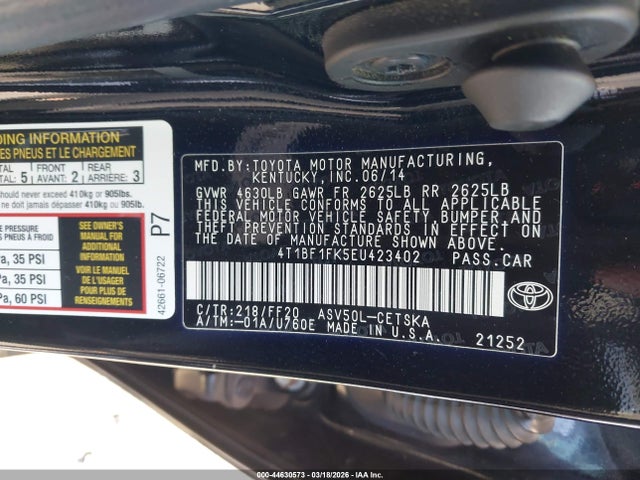 Toyota CAMRY SE 2014 4T1BF1FK5EU423402 Image 9