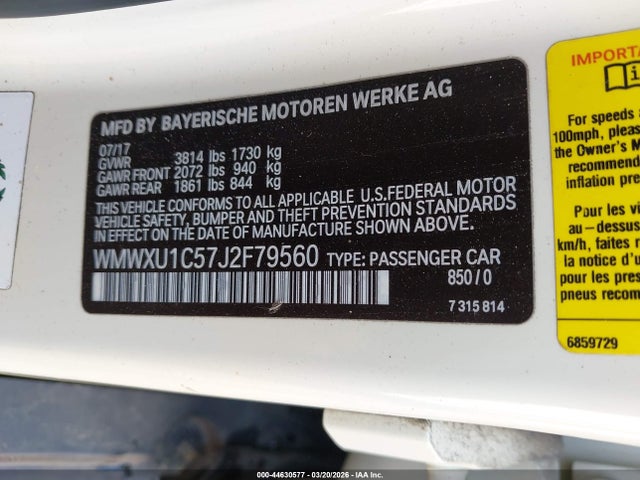 Продаж на аукціоні авто 2018 Mini Hardtop Cooper, vin: WMWXU1C57J2F79560, номер лоту: 44630577