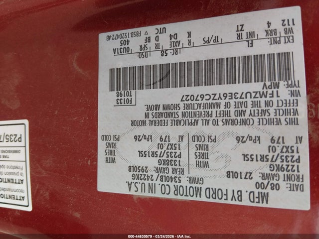 2000 FORD EXPLORER 1FMZU73E6YZC67027 Photo 8
