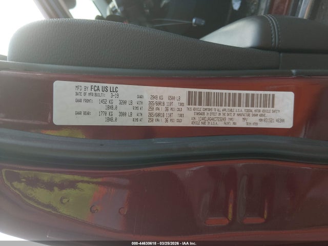 Auction sale of the 2019 Dodge Durango Sxt Awd, vin: 1C4RDJAG4KC723249, lot number: 44630618