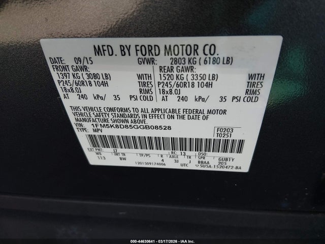2016 FORD EXPLORER 1FM5K8D85GGB08528 Photo 8
