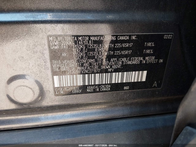 2022 TOYOTA RAV4 2T3G1RFV2NC271617 Photo 8