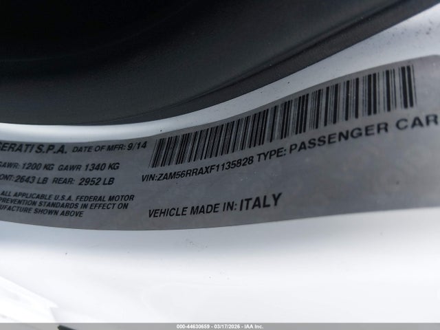 Продажа на аукционе авто 2015 Maserati Quattroporte S Q4, vin: ZAM56RRAXF1135828, номер лота: 44630659