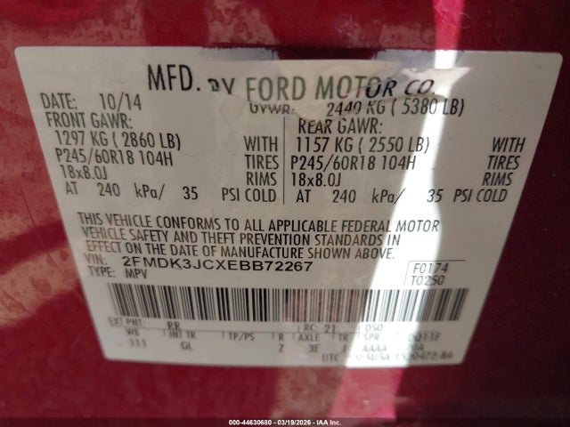 Ford EDGE SEL 2014 2FMDK3JCXEBB72267 Image 9