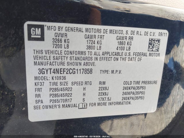 2012 CADILLAC ESCALADE EXT 3GYT4NEF2CG117858 Photo 8