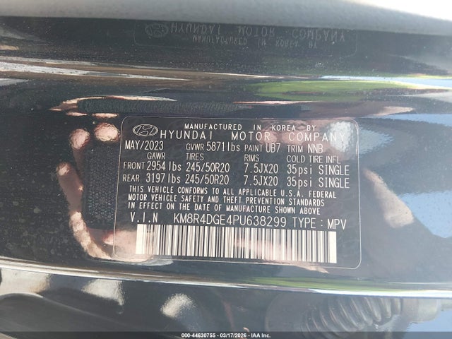 Aukcja sprzedaży 2023 Hyundai Palisade Sel, vin: KM8R4DGE4PU638299, numer aukcji: 44630755