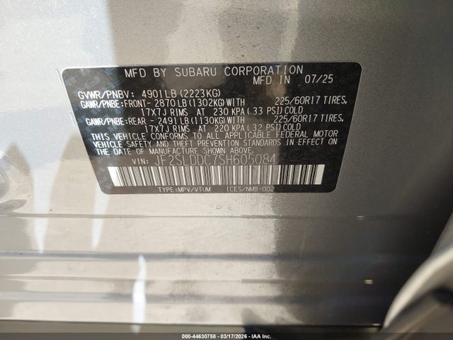 Aukcja sprzedaży 2025 Subaru Forester Premium, vin: JF2SLDDC7SH605084, numer aukcji: 44630758