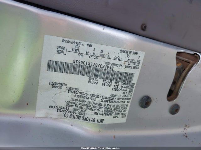Aukcja sprzedaży 2002 Ford Focus Zx5, vin: 3FAFP37372R130633, numer aukcji: 44630766
